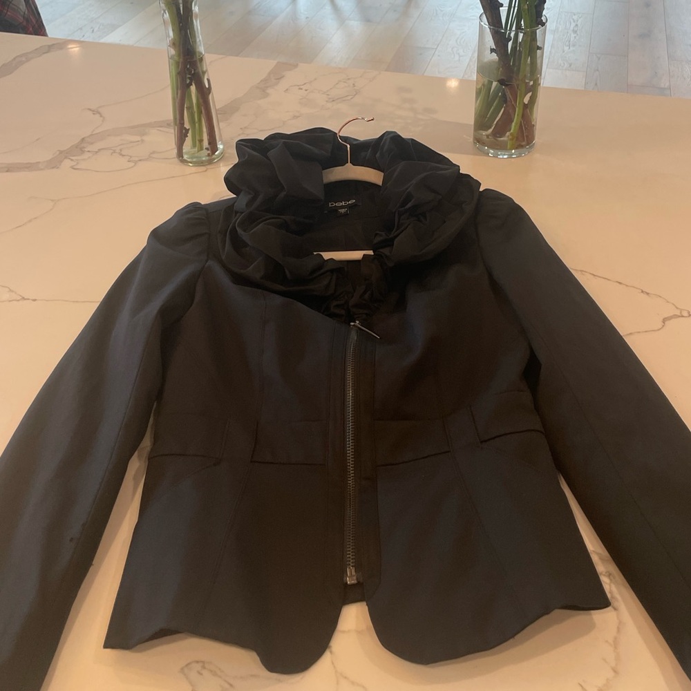 Bebe black fitted blazer with puffy collar. Size 2.